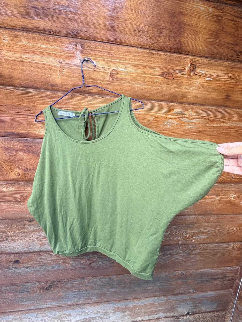 MISSLOOK Olive Green Scoop Neck Tank